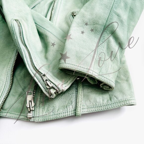 FREE PEOPLE We The Free Wesley Jealousy Leather Jacket In Green (size M) NWT - Picture 9 of 15